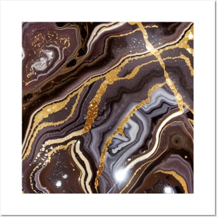 Marble Design - Earth Tones and Gold Inlay Posters and Art